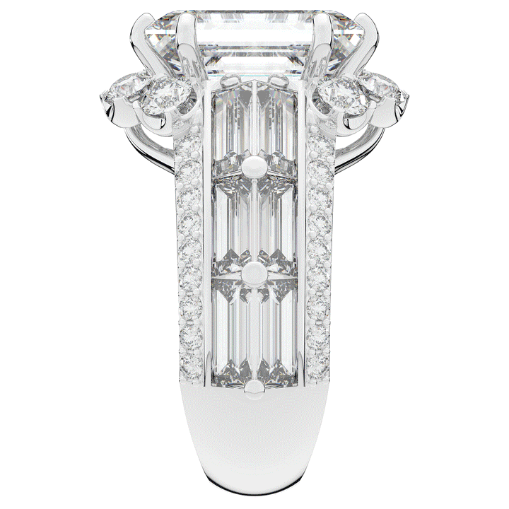 8.25CT.TW EMERALD CUT LAB DIAMOND HALO ENGAGEMENT RING - Nazarelle