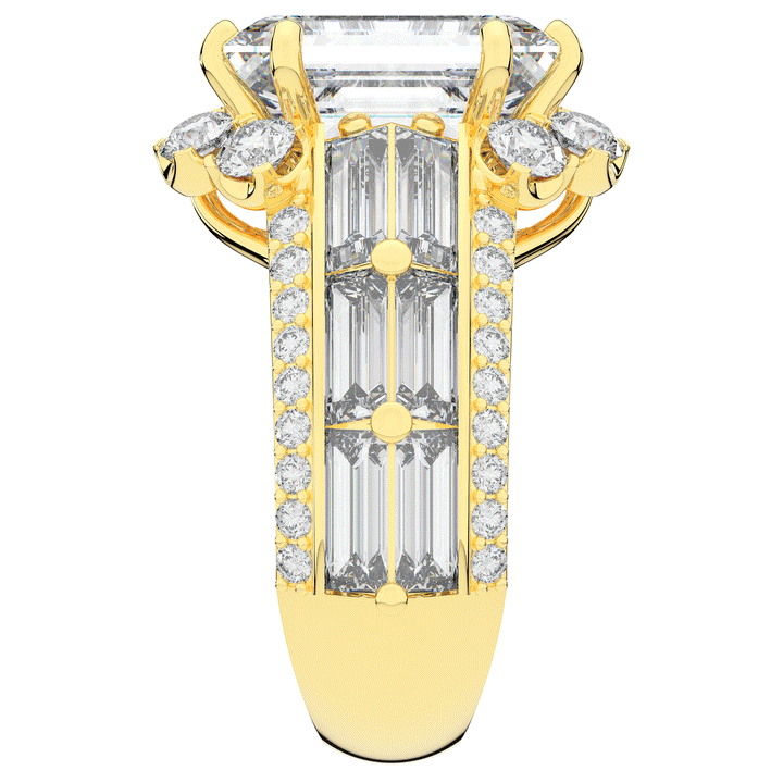 8.25CT.TW EMERALD CUT LAB DIAMOND HALO ENGAGEMENT RING - Nazarelle