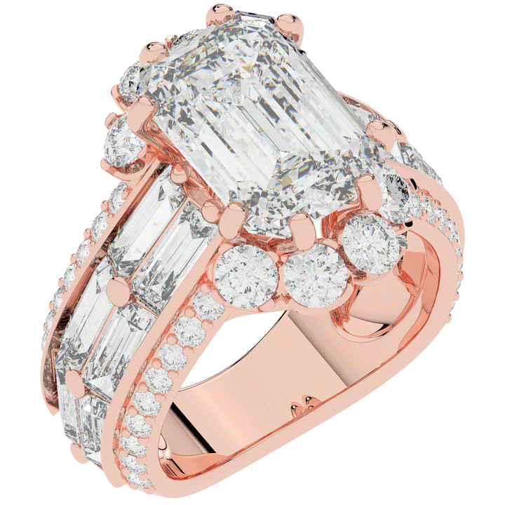 8.25CT.TW EMERALD CUT LAB DIAMOND HALO ENGAGEMENT RING - Nazarelle