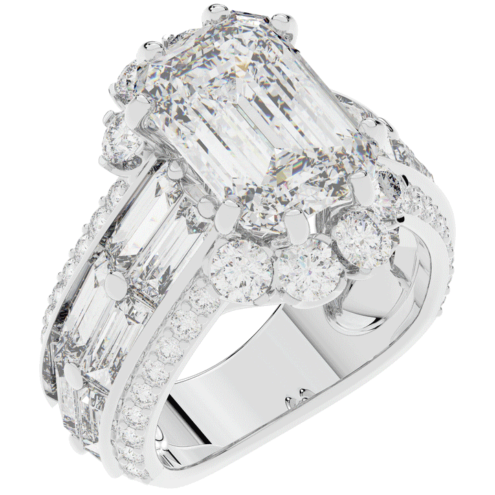 8.25CT.TW EMERALD CUT LAB DIAMOND HALO ENGAGEMENT RING - Nazarelle