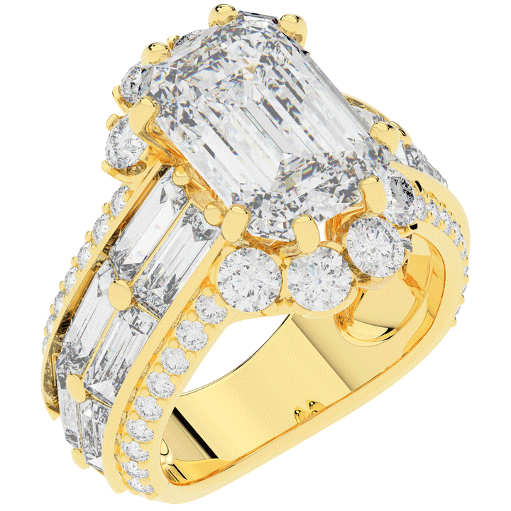 8.25CT.TW EMERALD CUT LAB DIAMOND HALO ENGAGEMENT RING - Nazarelle