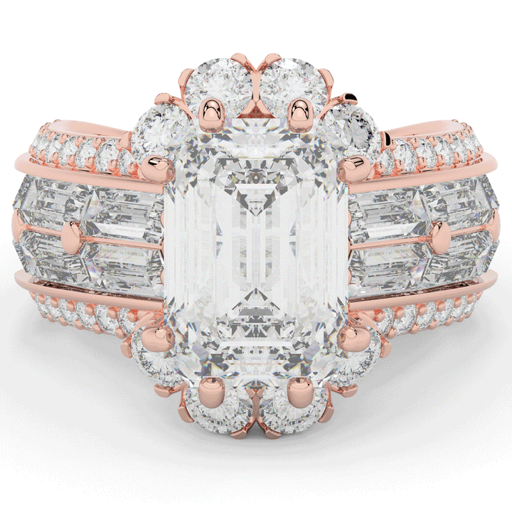 8.25CT.TW EMERALD CUT LAB DIAMOND HALO ENGAGEMENT RING - Nazarelle