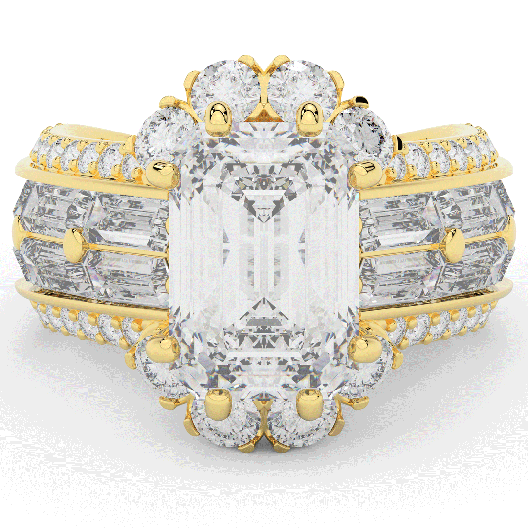 8.25CT.TW EMERALD CUT LAB DIAMOND HALO ENGAGEMENT RING - Nazarelle