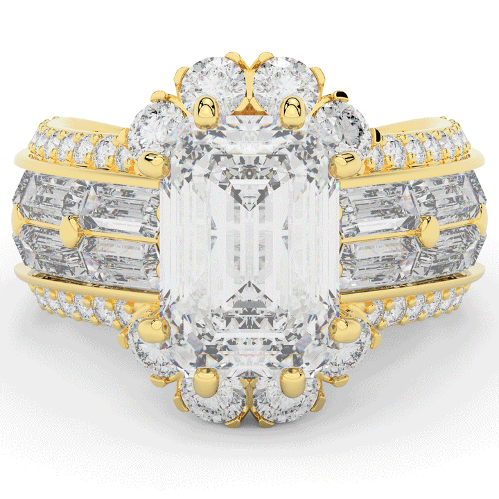 8.25CT.TW EMERALD CUT LAB DIAMOND HALO ENGAGEMENT RING - Nazarelle