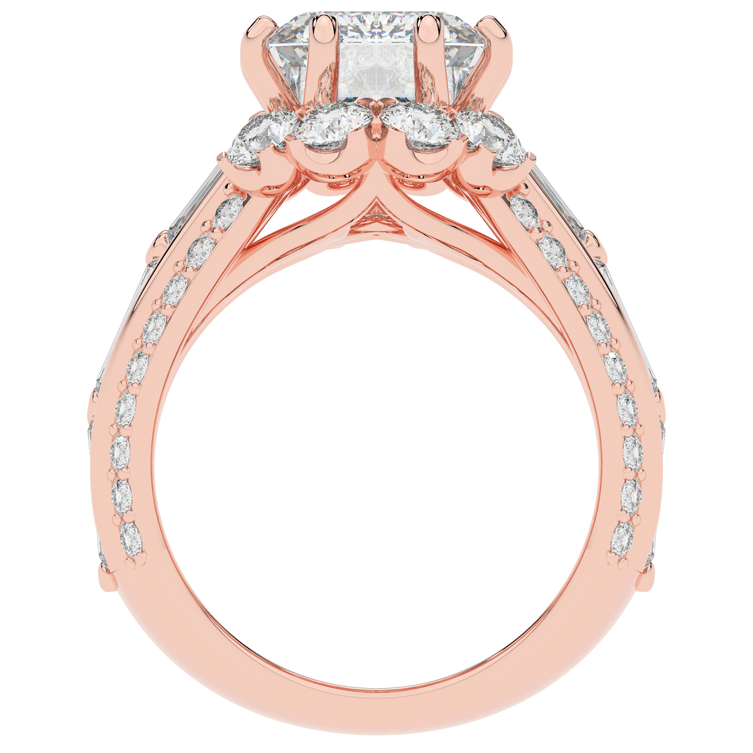 8.25CT.TW EMERALD CUT LAB DIAMOND HALO ENGAGEMENT RING - Nazarelle