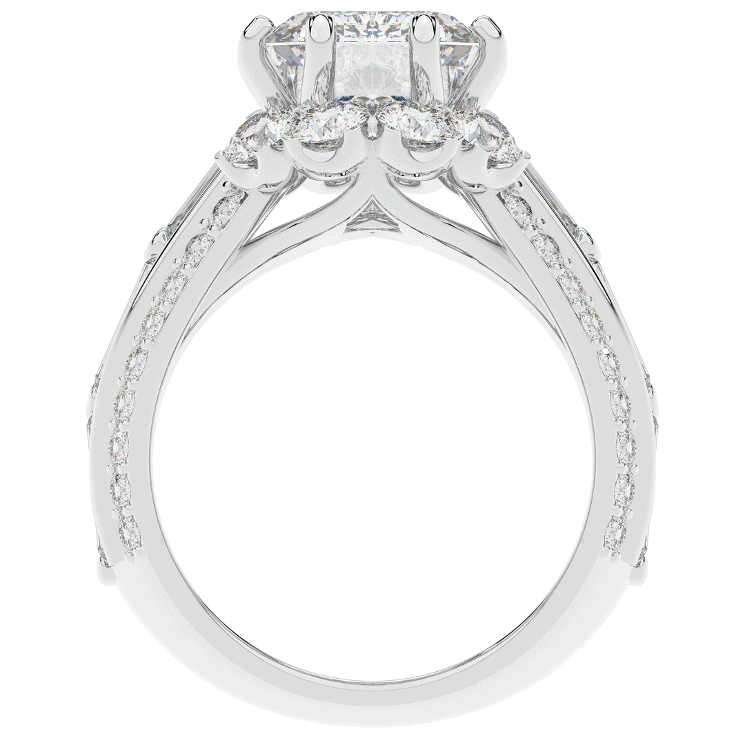 8.25CT.TW EMERALD CUT LAB DIAMOND HALO ENGAGEMENT RING - Nazarelle