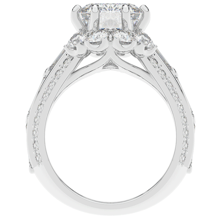 8.25CT.TW EMERALD CUT LAB DIAMOND HALO ENGAGEMENT RING - Nazarelle
