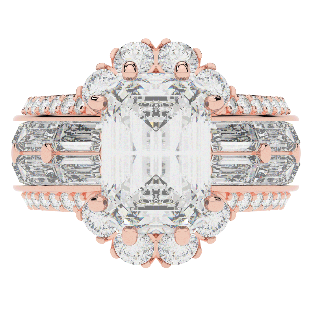 8.25CT.TW EMERALD CUT LAB DIAMOND HALO ENGAGEMENT RING - Nazarelle
