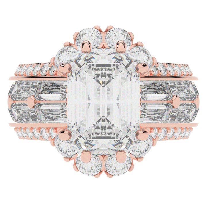 8.25CT.TW EMERALD CUT LAB DIAMOND HALO ENGAGEMENT RING - Nazarelle