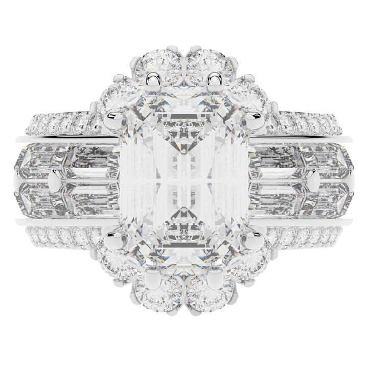 8.25CT.TW EMERALD CUT LAB DIAMOND HALO ENGAGEMENT RING - Nazarelle