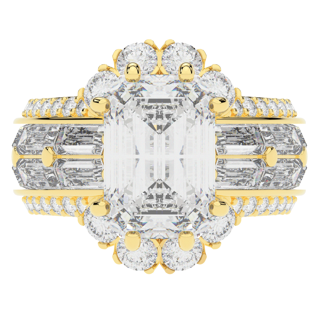 8.25CT.TW EMERALD CUT LAB DIAMOND HALO ENGAGEMENT RING - Nazarelle