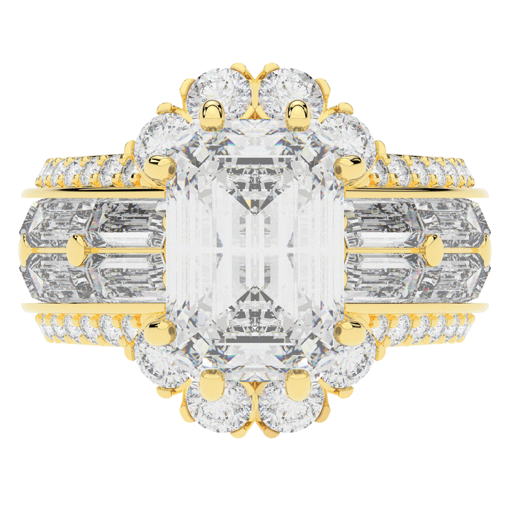 8.25CT.TW EMERALD CUT LAB DIAMOND HALO ENGAGEMENT RING - Nazarelle