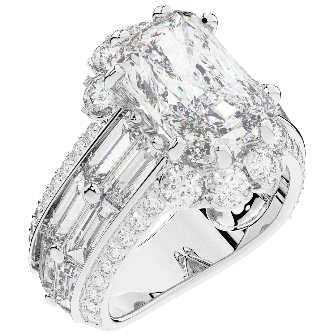8.25CT.TW RADIANT LAB DIAMOND HALO ENGAGEMENT RING - Nazarelle