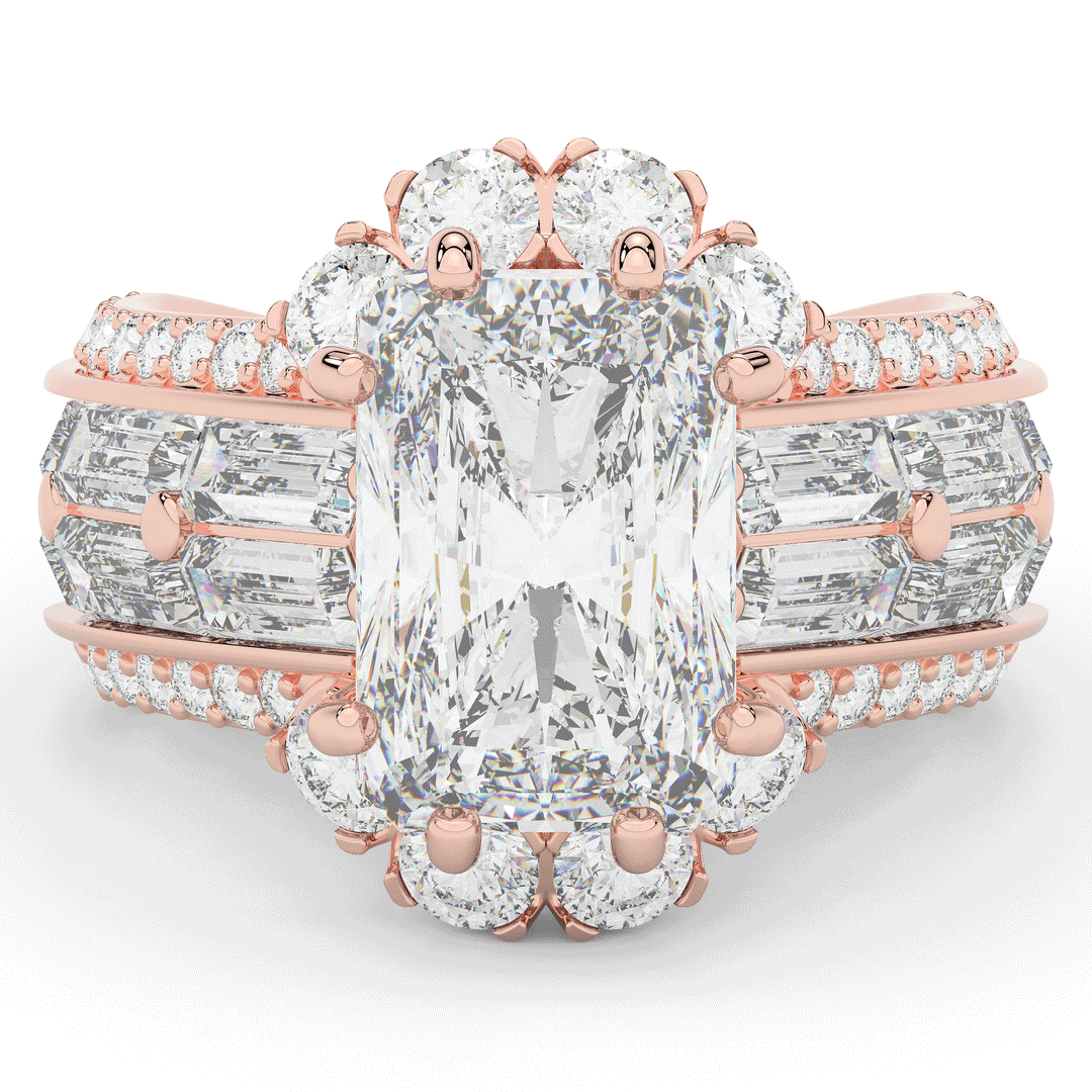 8.25CT.TW RADIANT LAB DIAMOND HALO ENGAGEMENT RING - Nazarelle
