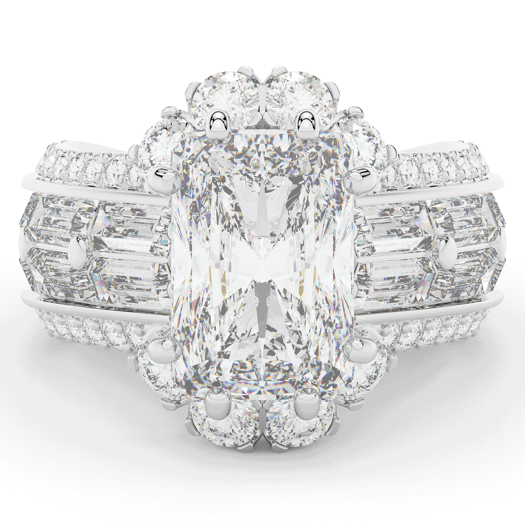 8.25CT.TW RADIANT LAB DIAMOND HALO ENGAGEMENT RING - Nazarelle