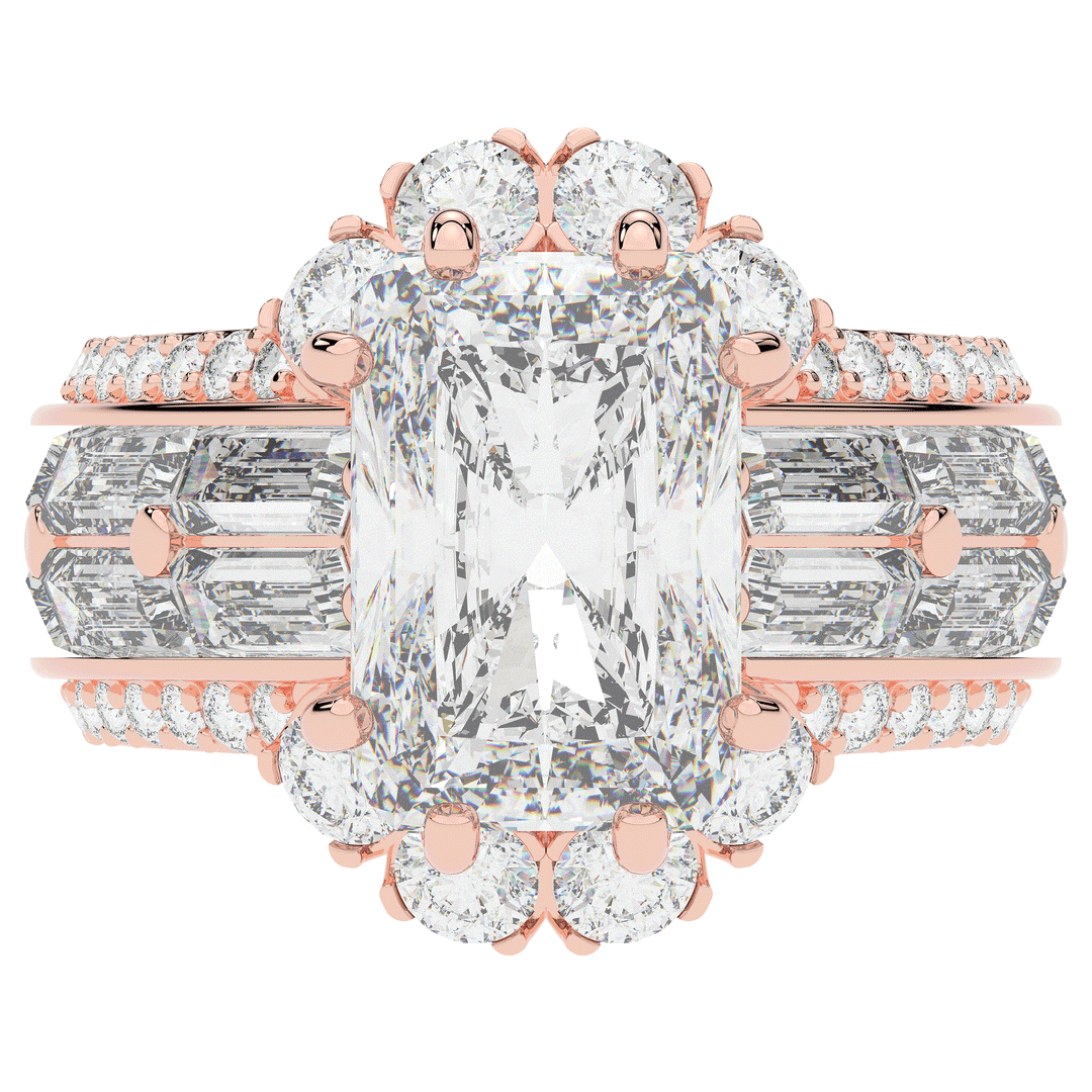 8.25CT.TW RADIANT LAB DIAMOND HALO ENGAGEMENT RING - Nazarelle