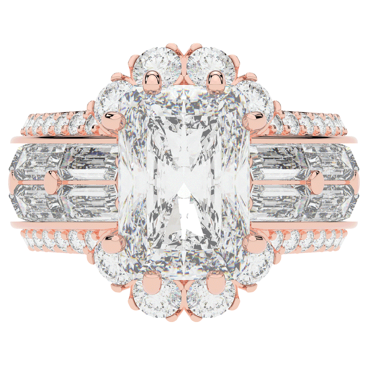 8.25CT.TW RADIANT LAB DIAMOND HALO ENGAGEMENT RING - Nazarelle