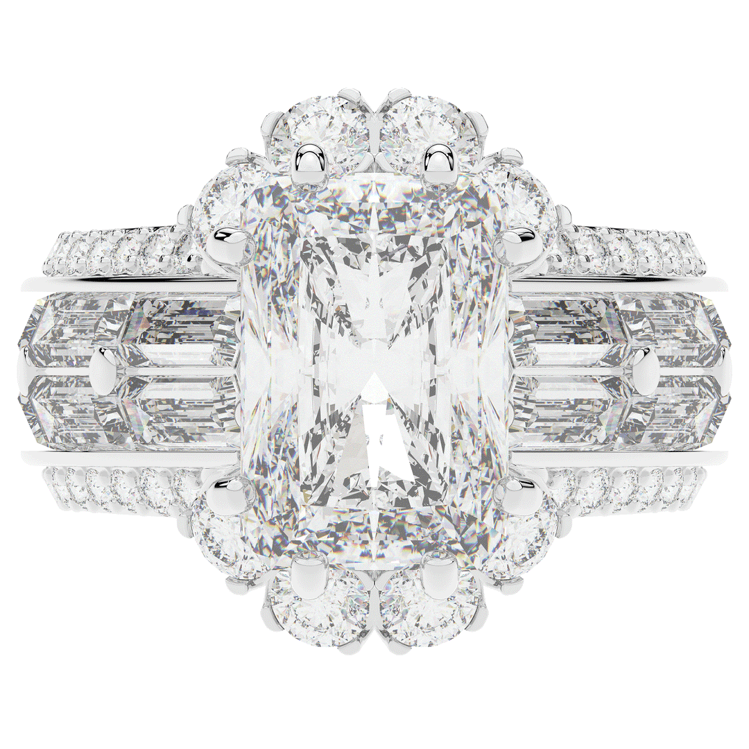 8.25CT.TW RADIANT LAB DIAMOND HALO ENGAGEMENT RING - Nazarelle