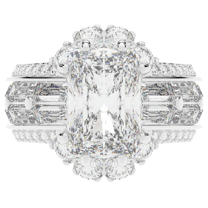 8.25CT.TW RADIANT LAB DIAMOND HALO ENGAGEMENT RING - Nazarelle