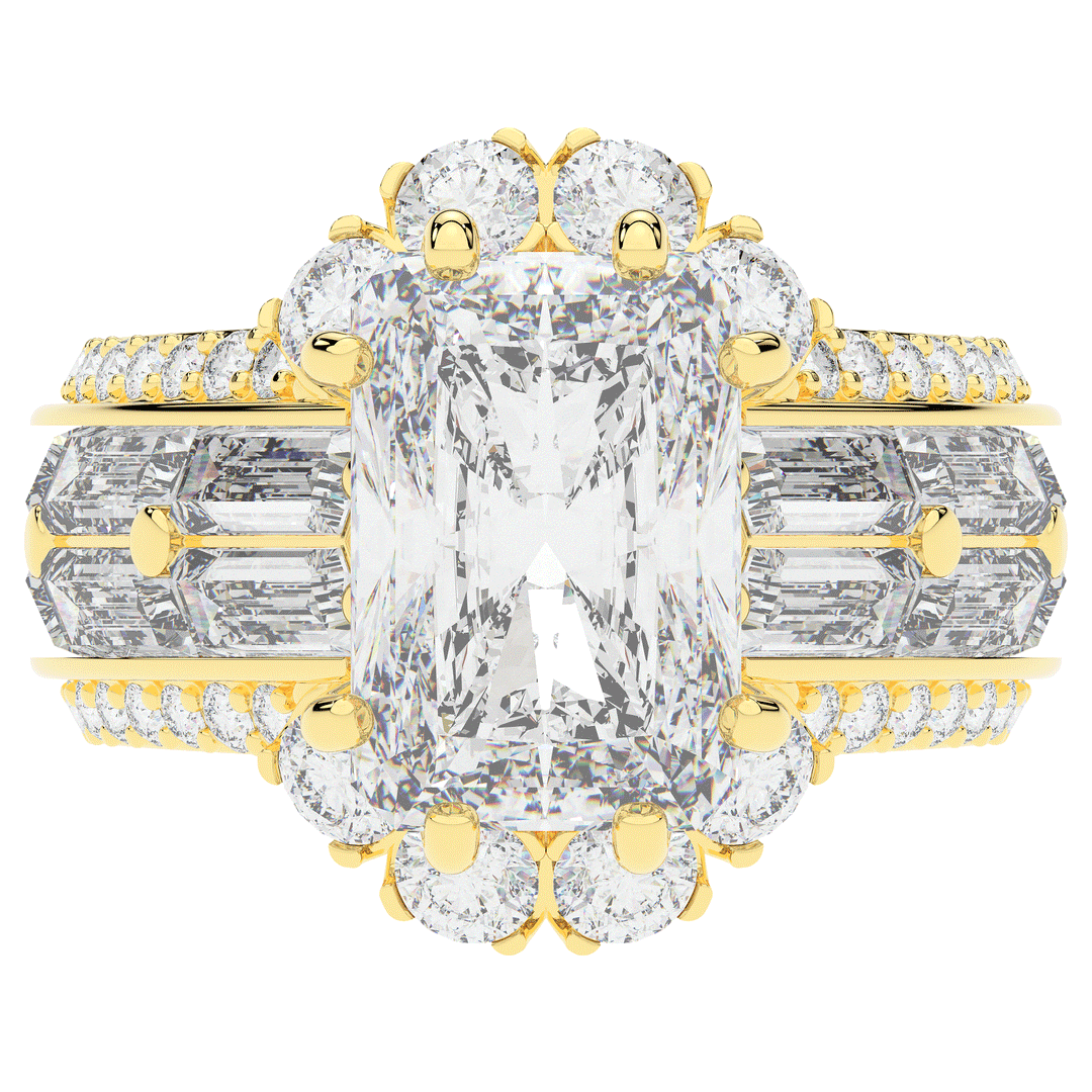 8.25CT.TW RADIANT LAB DIAMOND HALO ENGAGEMENT RING - Nazarelle