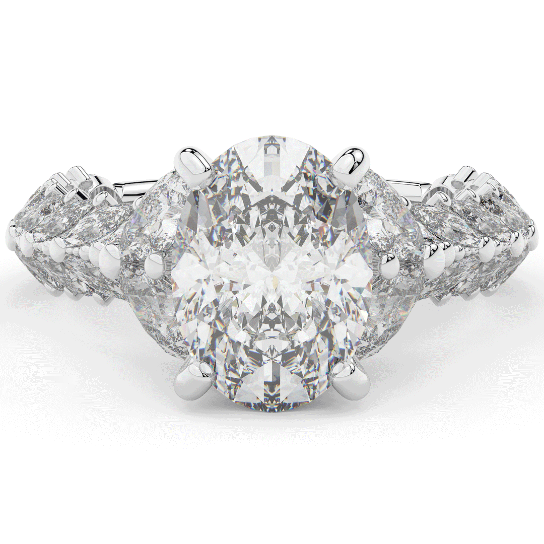 5.25CT.TW OVAL LAB DIAMOND HALO ENGAGEMENT RING - Nazarelle