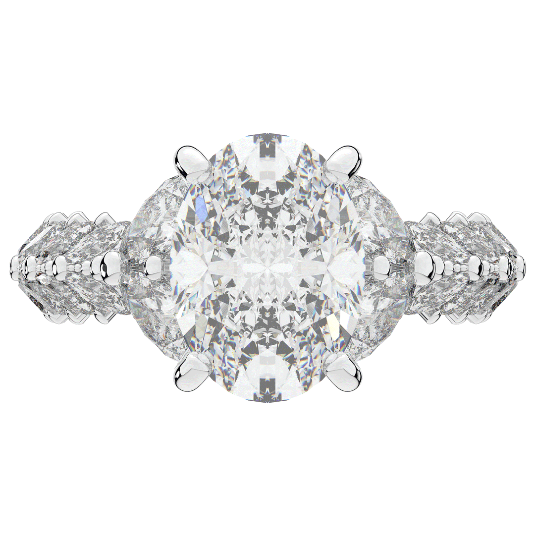 5.25CT.TW OVAL LAB DIAMOND HALO ENGAGEMENT RING - Nazarelle