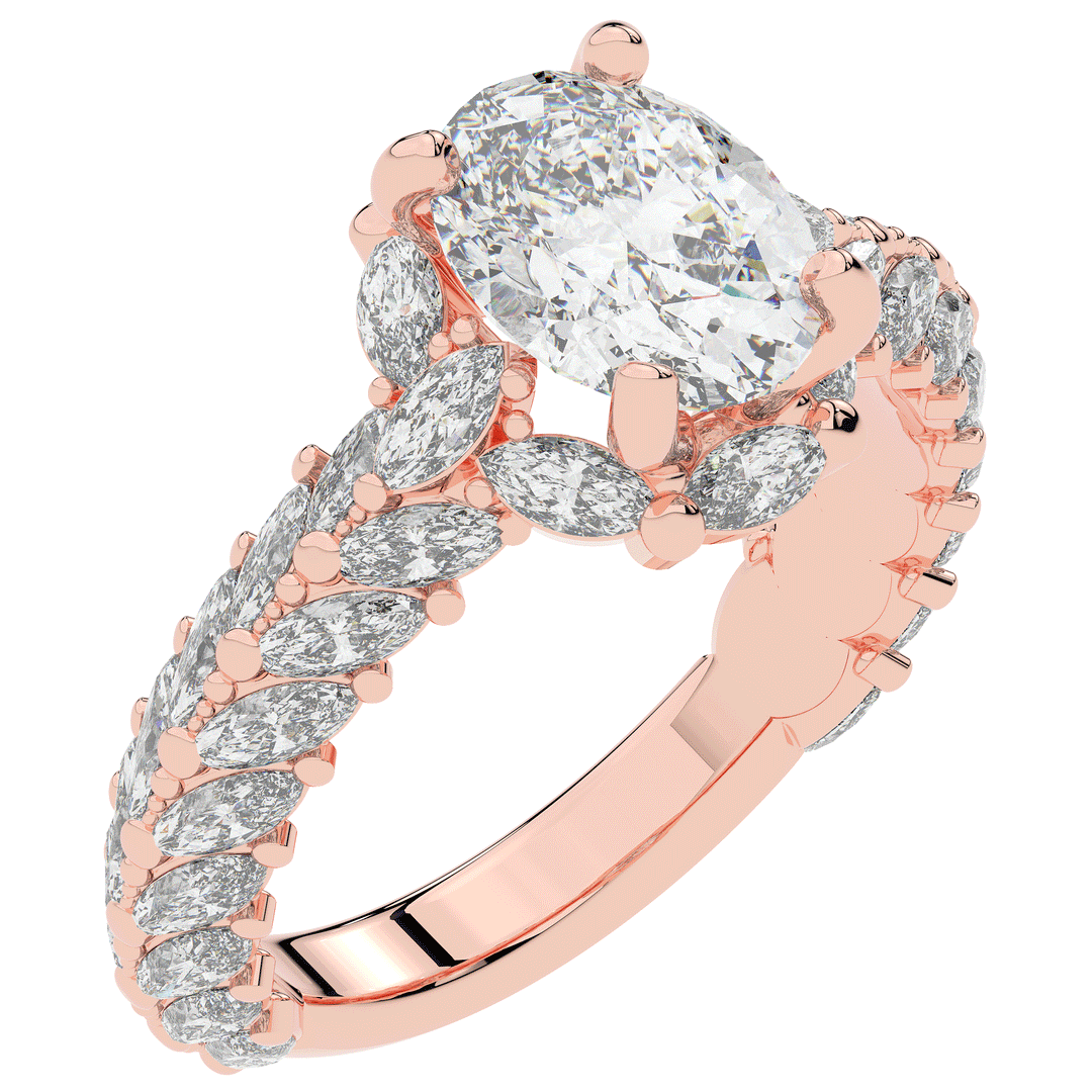 3.10CT.TW OVAL LAB DIAMOND HALO ENGAGEMENT RING - Nazarelle