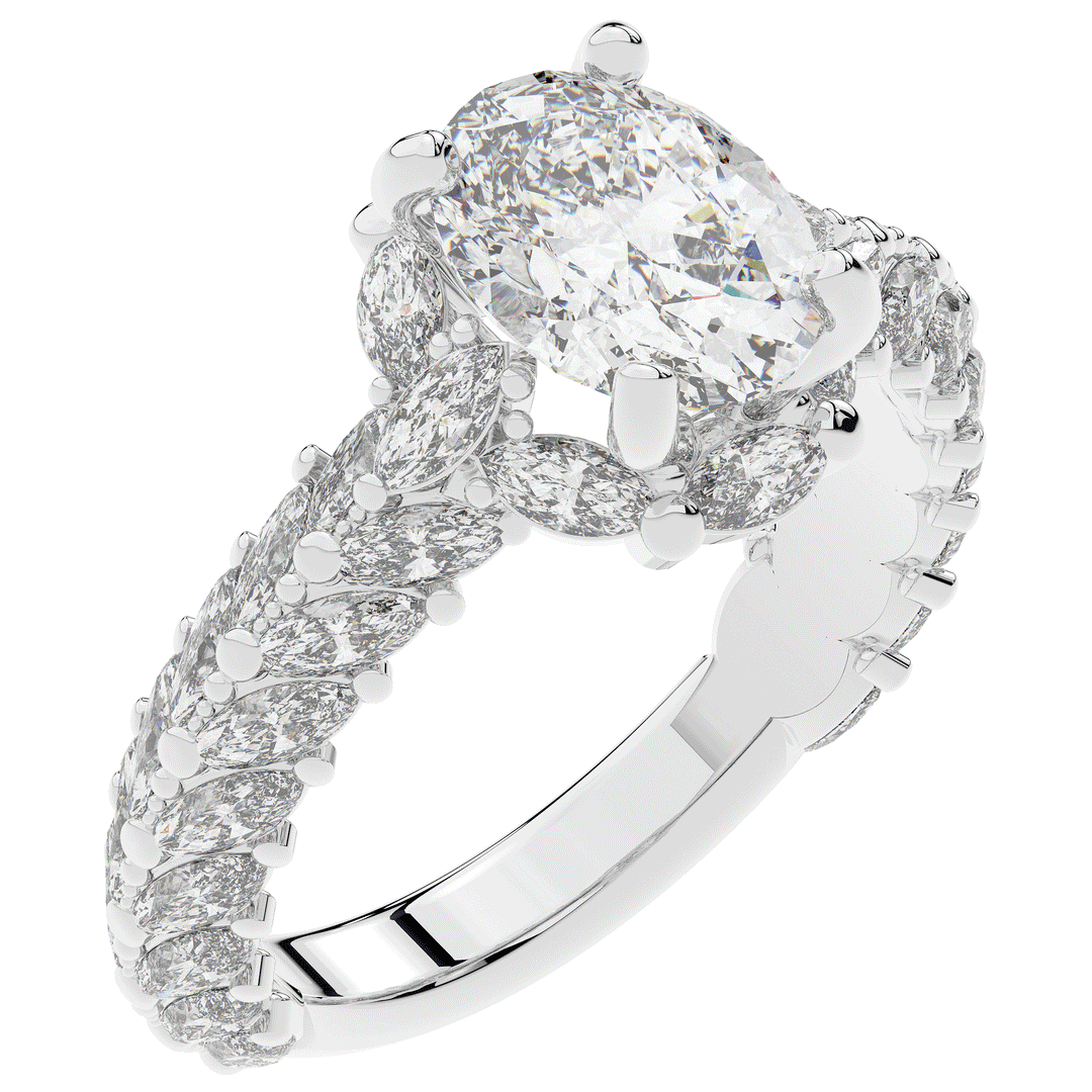 3.10CT.TW OVAL LAB DIAMOND HALO ENGAGEMENT RING - Nazarelle