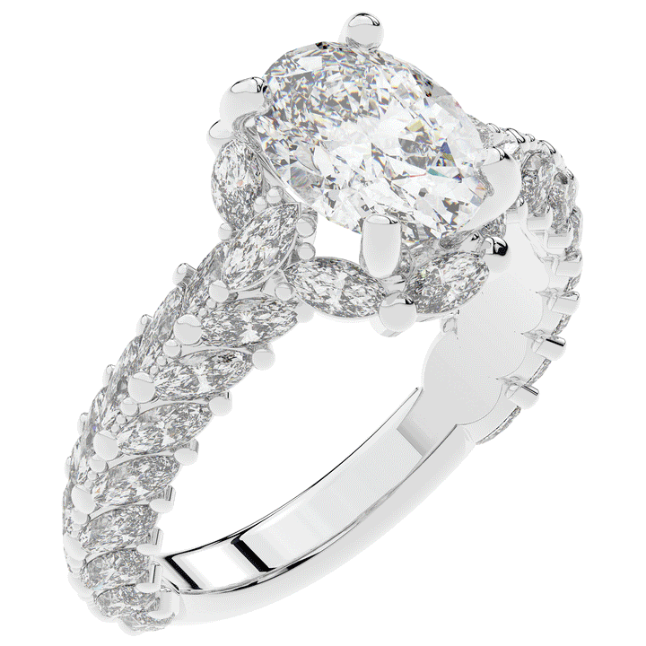 3.10CT.TW OVAL LAB DIAMOND HALO ENGAGEMENT RING - Nazarelle