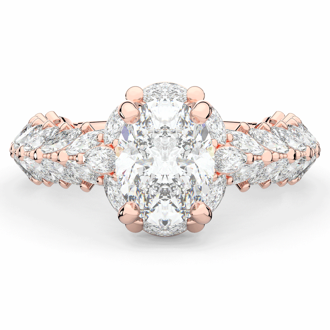 3.10CT.TW OVAL LAB DIAMOND HALO ENGAGEMENT RING - Nazarelle