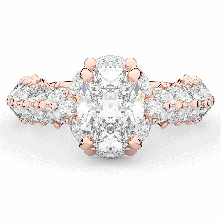3.10CT.TW OVAL LAB DIAMOND HALO ENGAGEMENT RING - Nazarelle