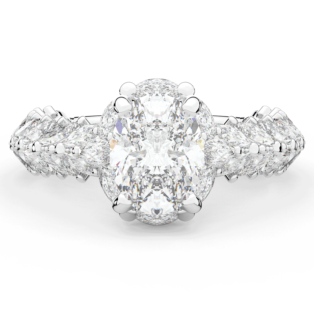 3.10CT.TW OVAL LAB DIAMOND HALO ENGAGEMENT RING - Nazarelle