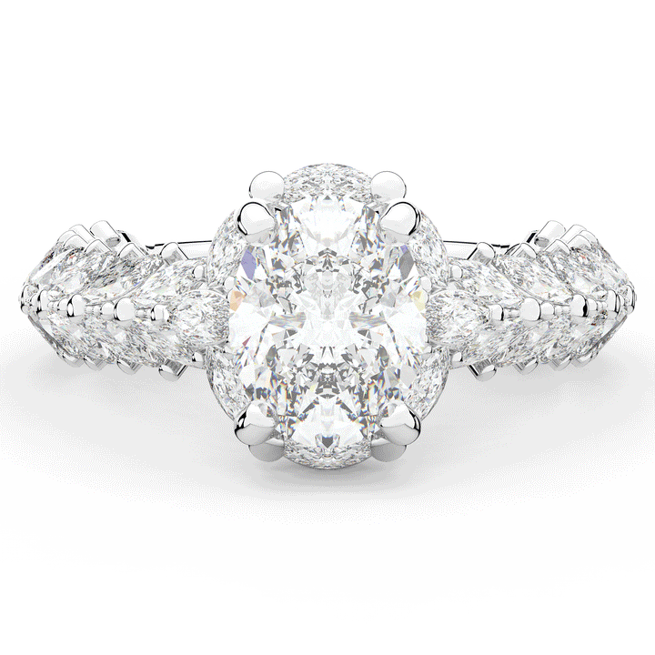 3.10CT.TW OVAL LAB DIAMOND HALO ENGAGEMENT RING - Nazarelle