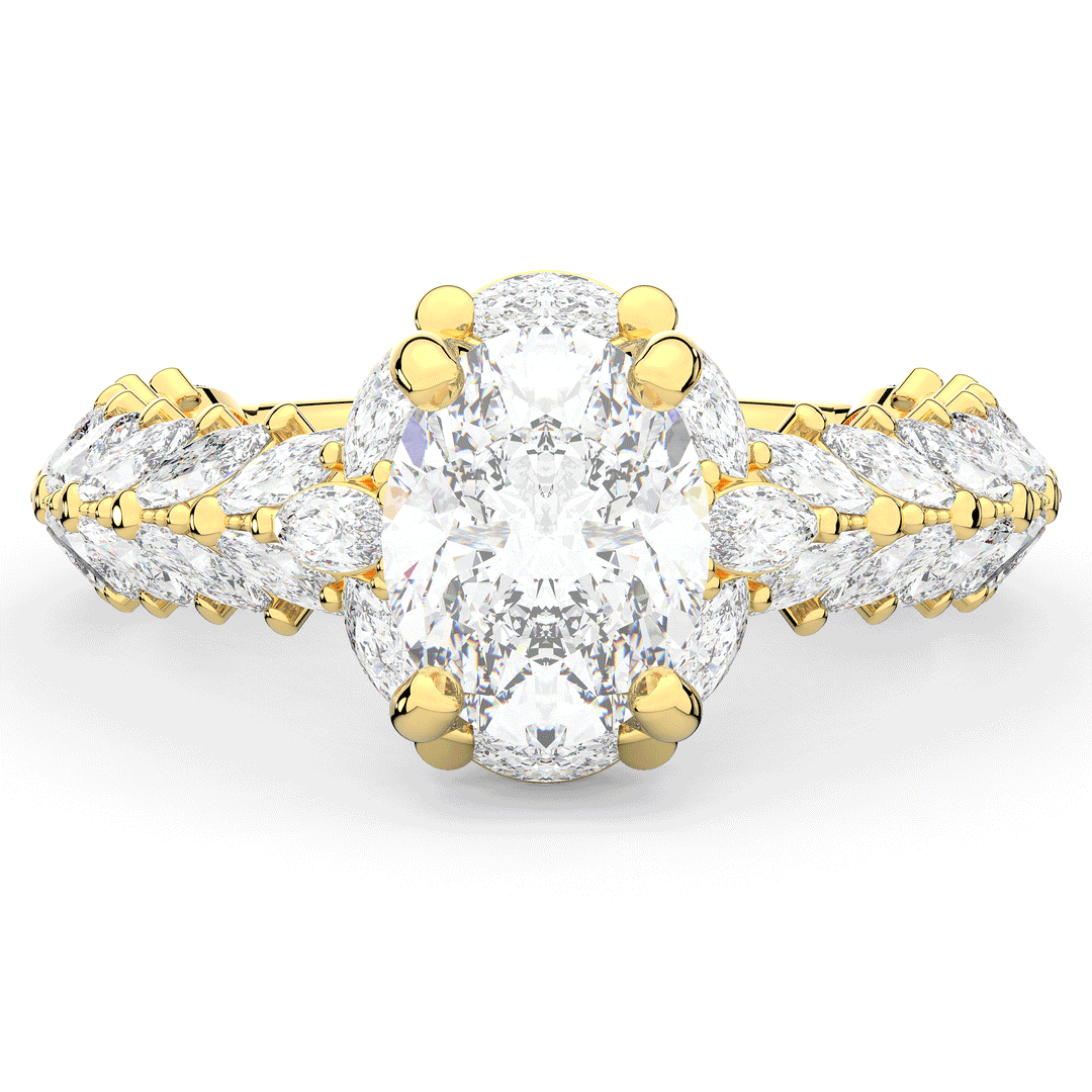 3.10CT.TW OVAL LAB DIAMOND HALO ENGAGEMENT RING - Nazarelle