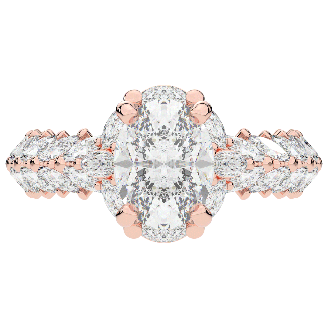 3.10CT.TW OVAL LAB DIAMOND HALO ENGAGEMENT RING - Nazarelle