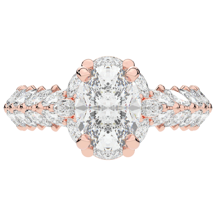 3.10CT.TW OVAL LAB DIAMOND HALO ENGAGEMENT RING - Nazarelle