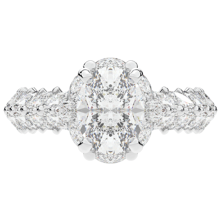 3.10CT.TW OVAL LAB DIAMOND HALO ENGAGEMENT RING - Nazarelle