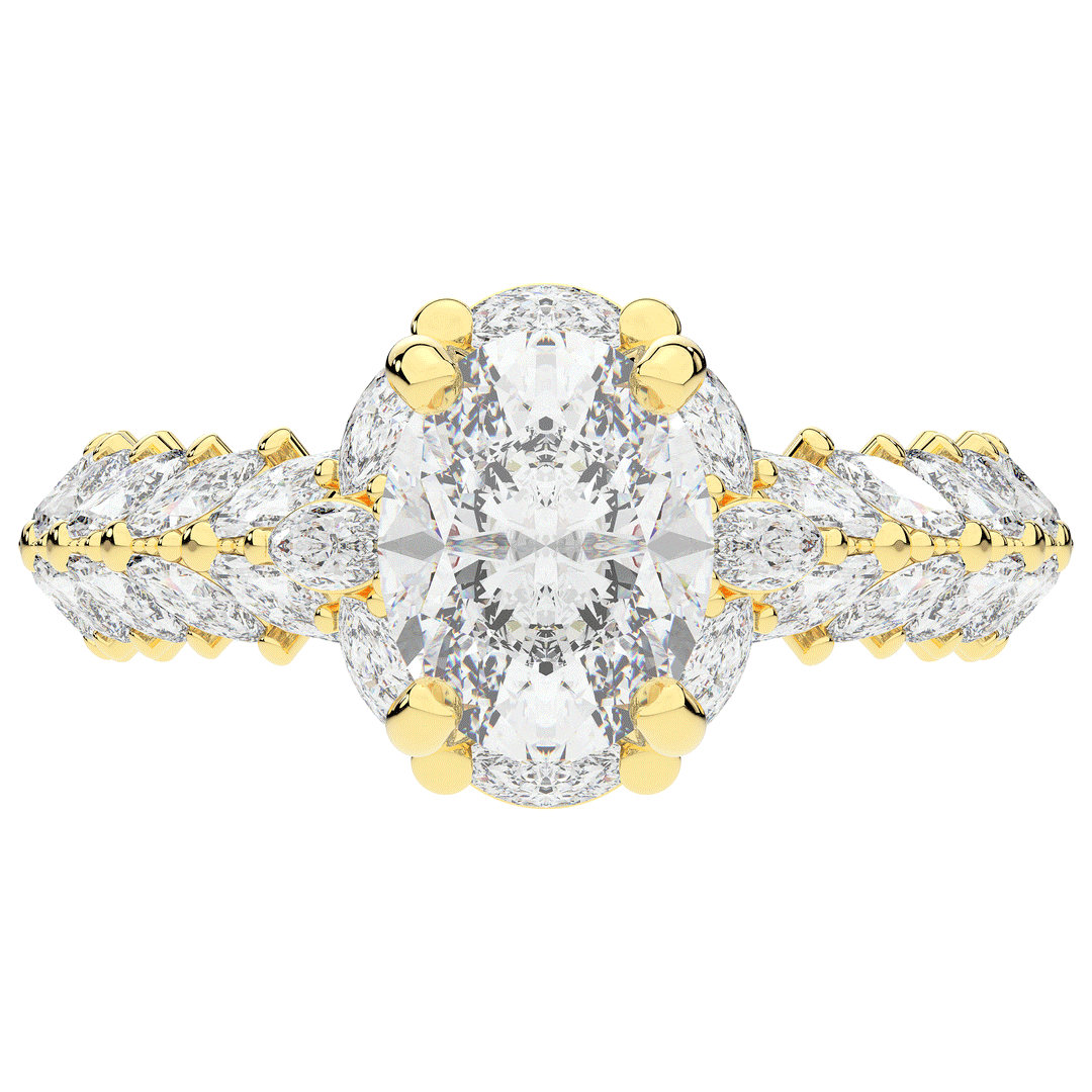 3.10CT.TW OVAL LAB DIAMOND HALO ENGAGEMENT RING - Nazarelle