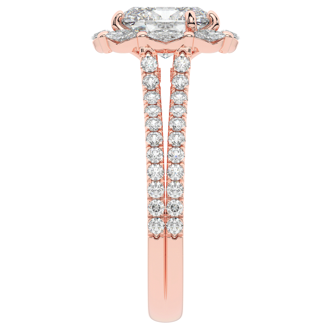 2.30CT.TW OVAL LAB DIAMOND HALO SPLIT SHANK ENGAGEMENT RING - Nazarelle