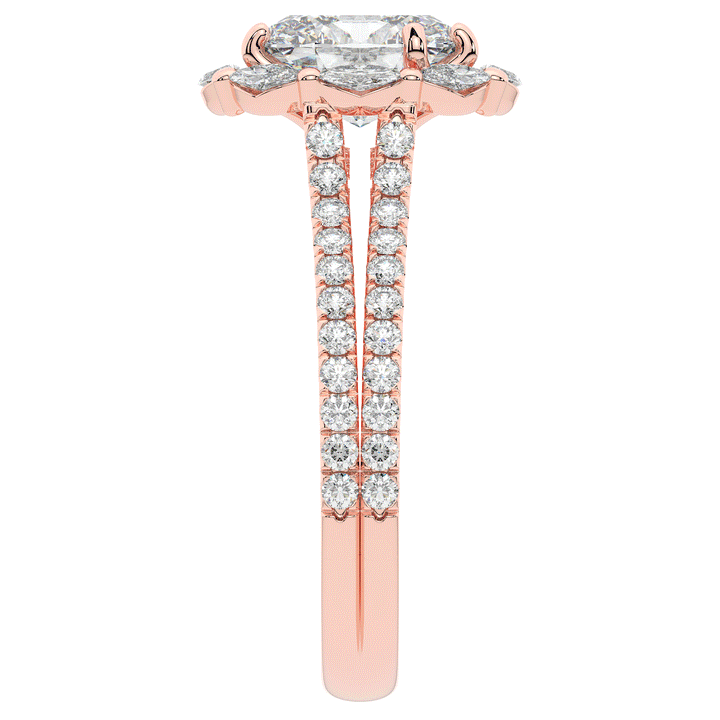 2.30CT.TW OVAL LAB DIAMOND HALO SPLIT SHANK ENGAGEMENT RING - Nazarelle