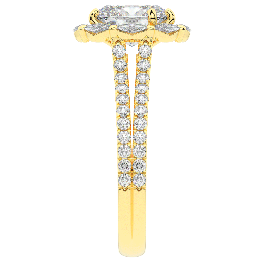 2.30CT.TW OVAL LAB DIAMOND HALO SPLIT SHANK ENGAGEMENT RING - Nazarelle