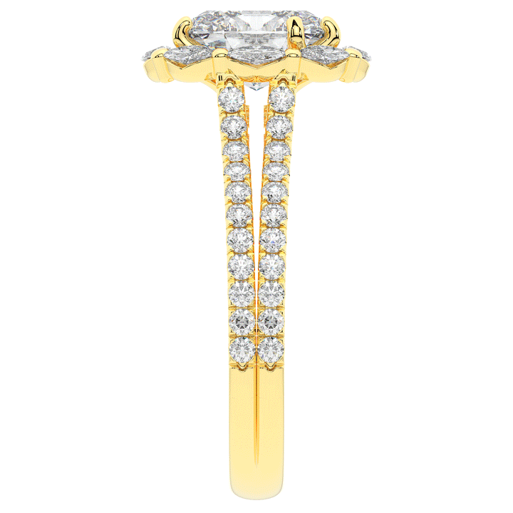 2.30CT.TW OVAL LAB DIAMOND HALO SPLIT SHANK ENGAGEMENT RING - Nazarelle