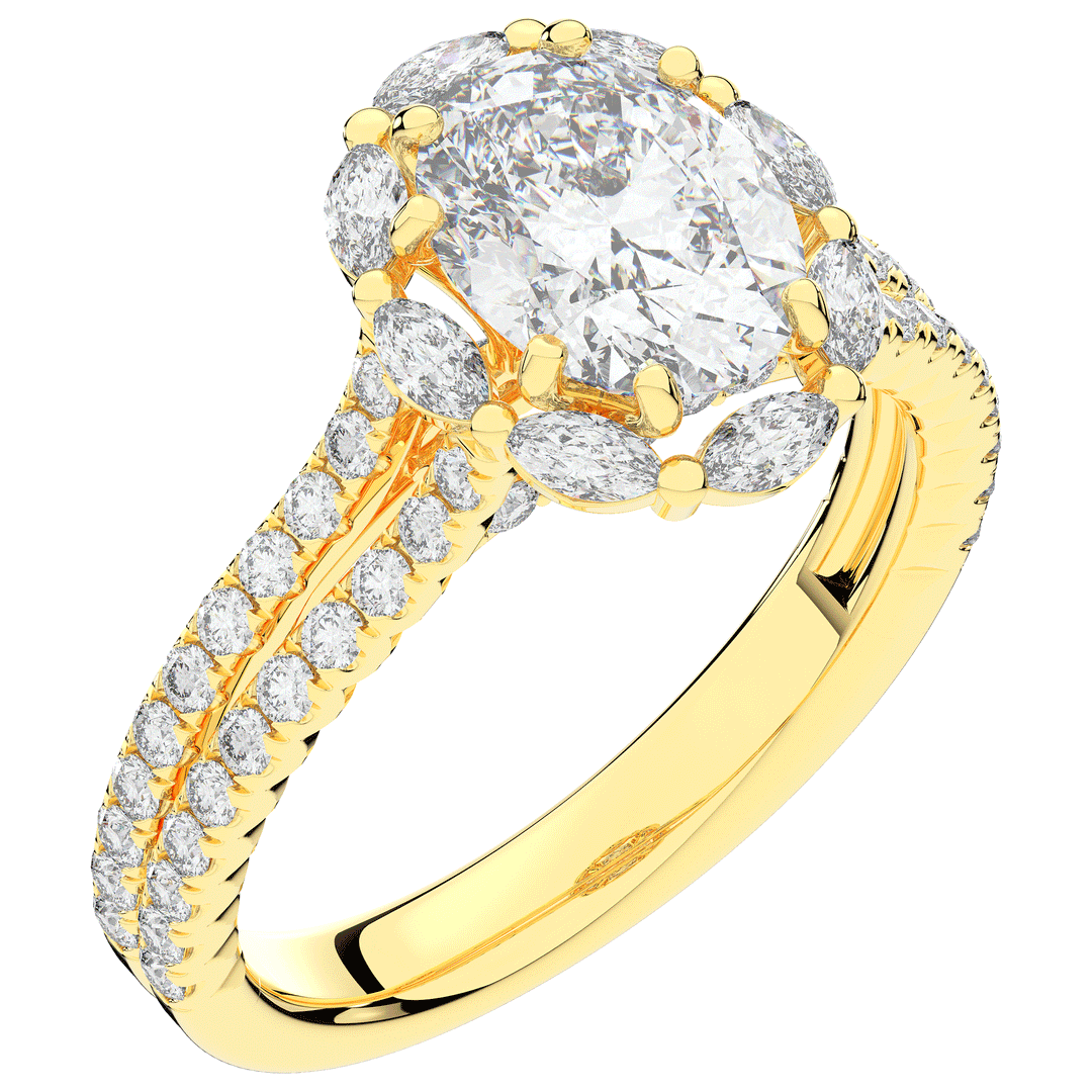 2.30CT.TW OVAL LAB DIAMOND HALO SPLIT SHANK ENGAGEMENT RING - Nazarelle