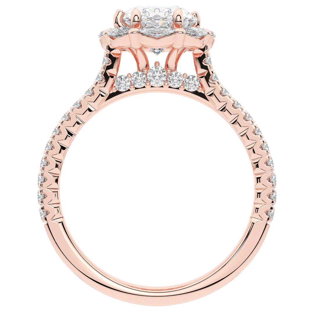 2.30CT.TW OVAL LAB DIAMOND HALO SPLIT SHANK ENGAGEMENT RING - Nazarelle