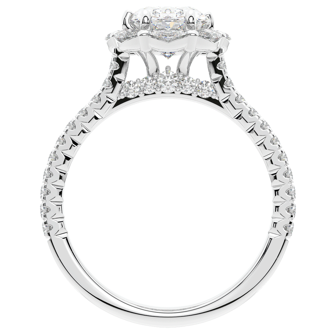 2.30CT.TW OVAL LAB DIAMOND HALO SPLIT SHANK ENGAGEMENT RING - Nazarelle
