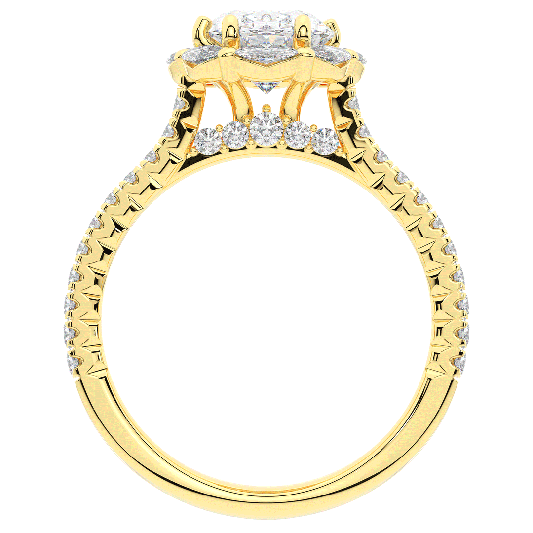 2.30CT.TW OVAL LAB DIAMOND HALO SPLIT SHANK ENGAGEMENT RING - Nazarelle