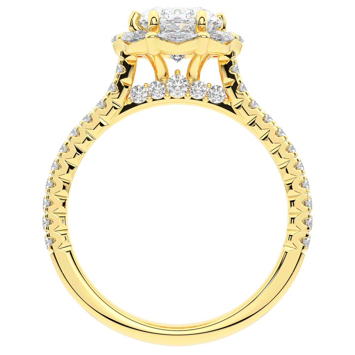 2.30CT.TW OVAL LAB DIAMOND HALO SPLIT SHANK ENGAGEMENT RING - Nazarelle