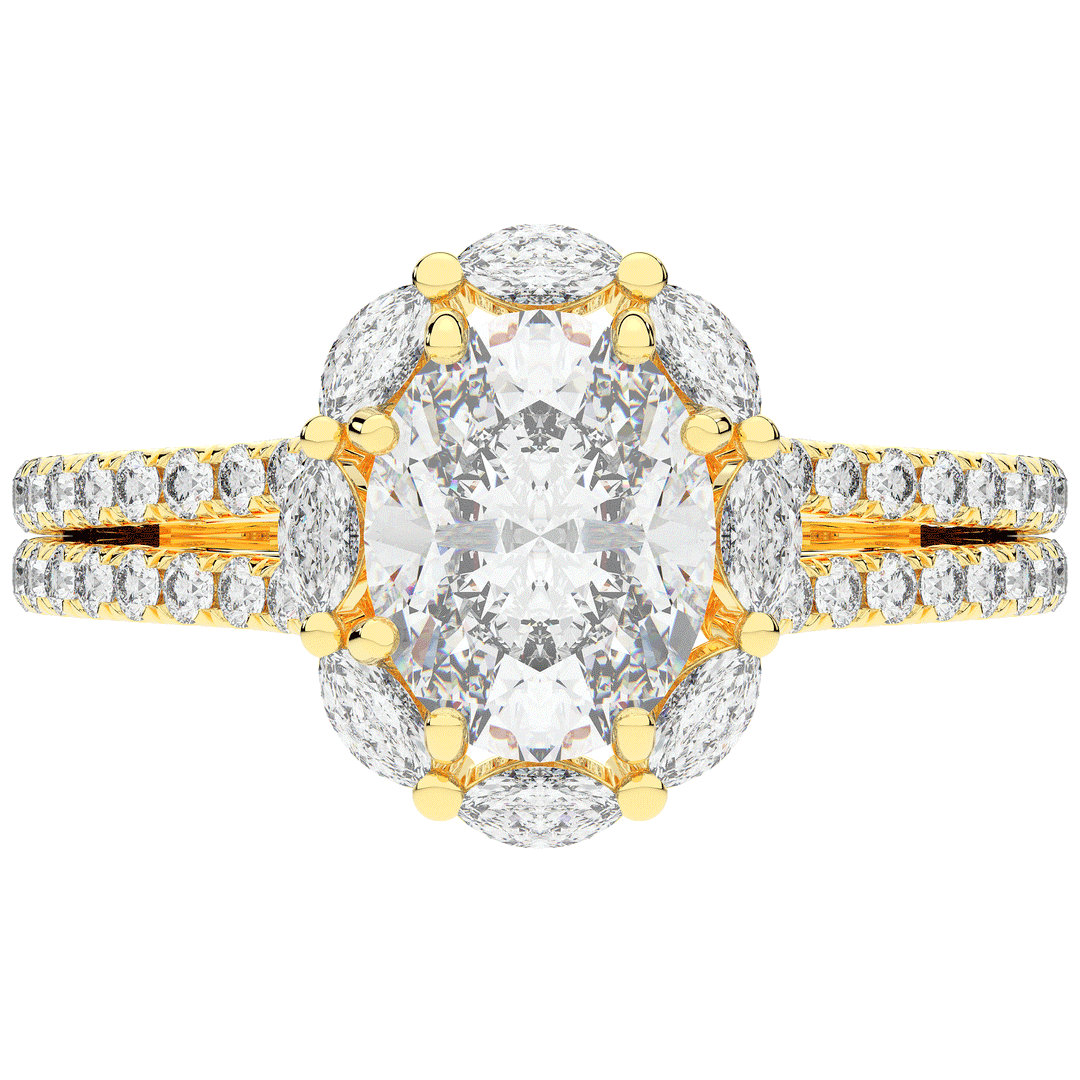 2.30CT.TW OVAL LAB DIAMOND HALO SPLIT SHANK ENGAGEMENT RING - Nazarelle