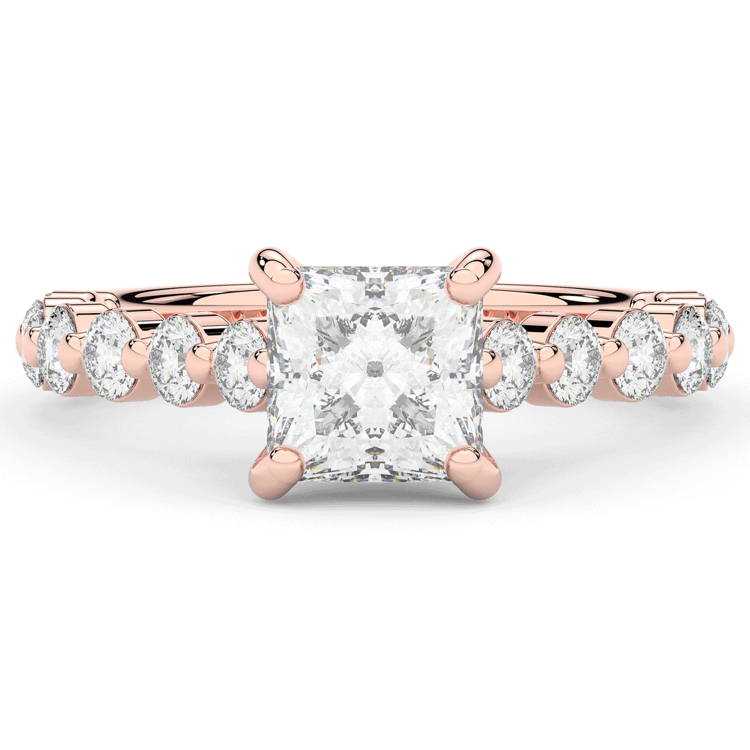 3.90CT.TW PRINCESS LAB DIAMOND ENGAGEMENT RING