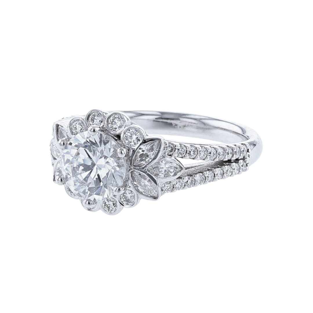 18K White Gold Marquise Cut Engagement Ring